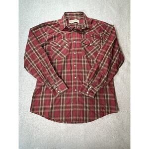 Bit & Bridle Western Shirt Mens Large Pearl Snap Plaid Rancher Long Sleeve